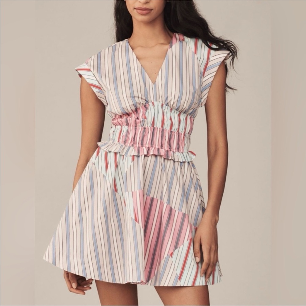Anthropologie Smocked Striped Mini Dress - XXS